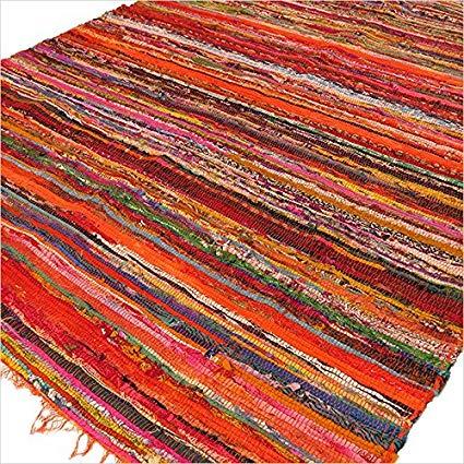 ancient wisdom 152 x 90cm Luxury Rag Rug - Orange