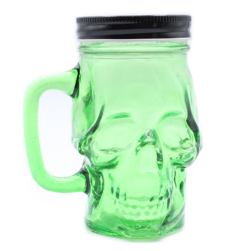 ancient wisdom 24x Funky Mason Jar - Skull - Green