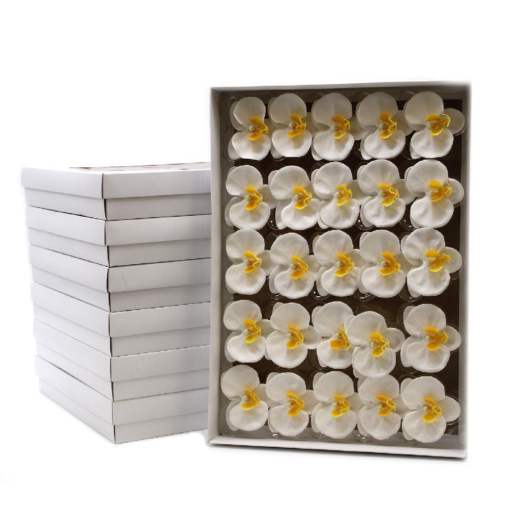 Ancient Wisdom 25x Craft Soap Flower - Orchid - White