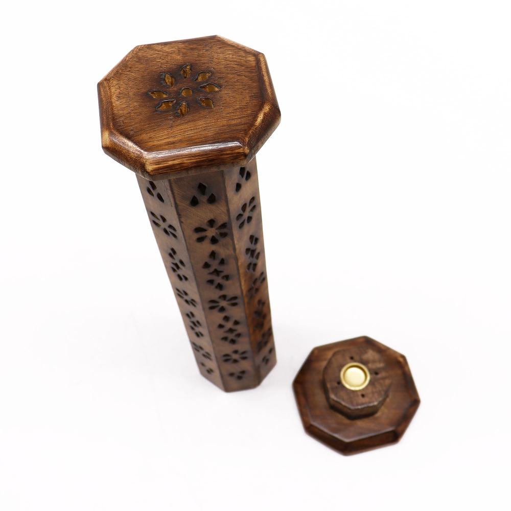Ancient Wisdom 2x Mango Wood Hexagonal Tower