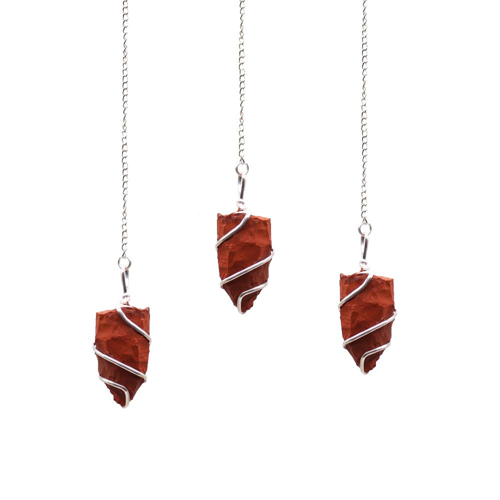 ancient wisdom 3x Raw Gemstone Pendulum - Red Jasper