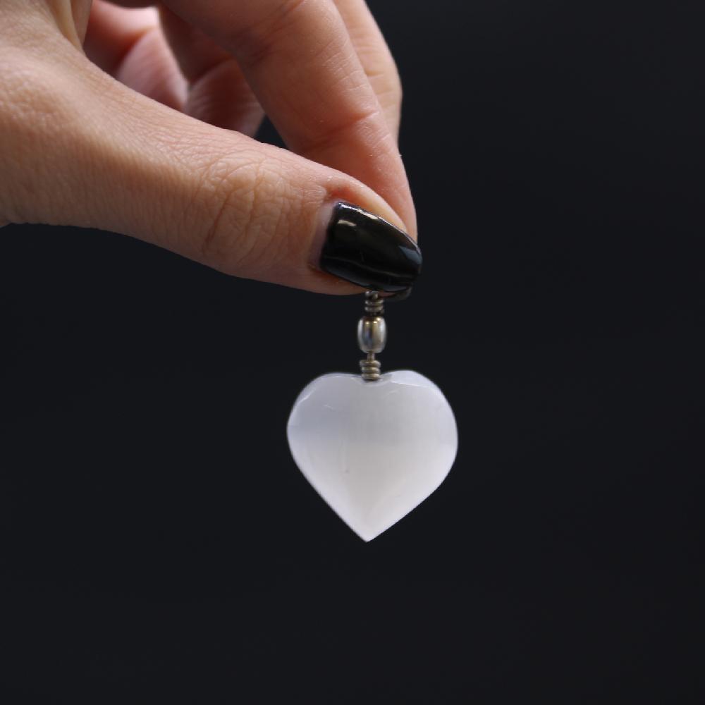 Ancient Wisdom 3x Selenite Heart Pendant