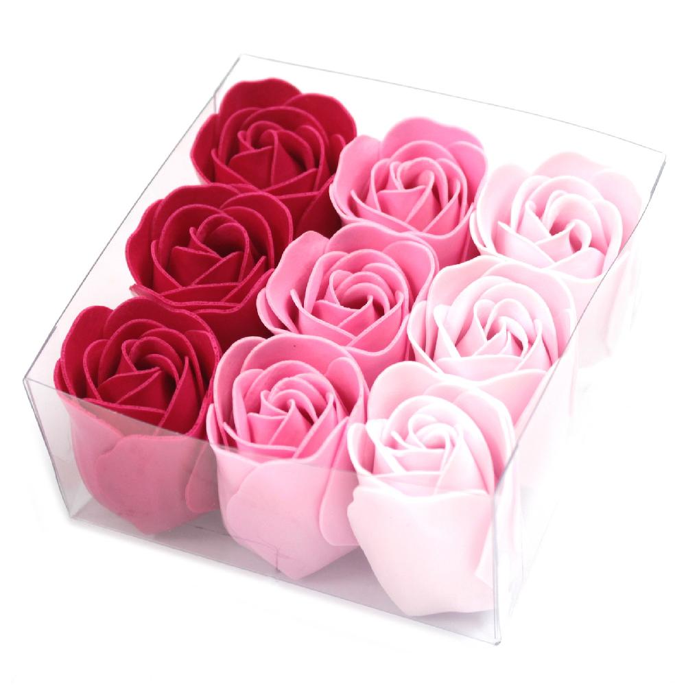 Ancient Wisdom 3x Set Of 9 Soap Flowers - Pink Roses