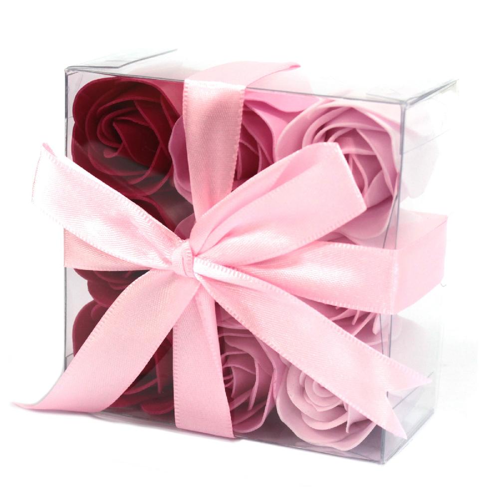 ancient wisdom 3x Set of 9 Soap Flowers - Pink Roses