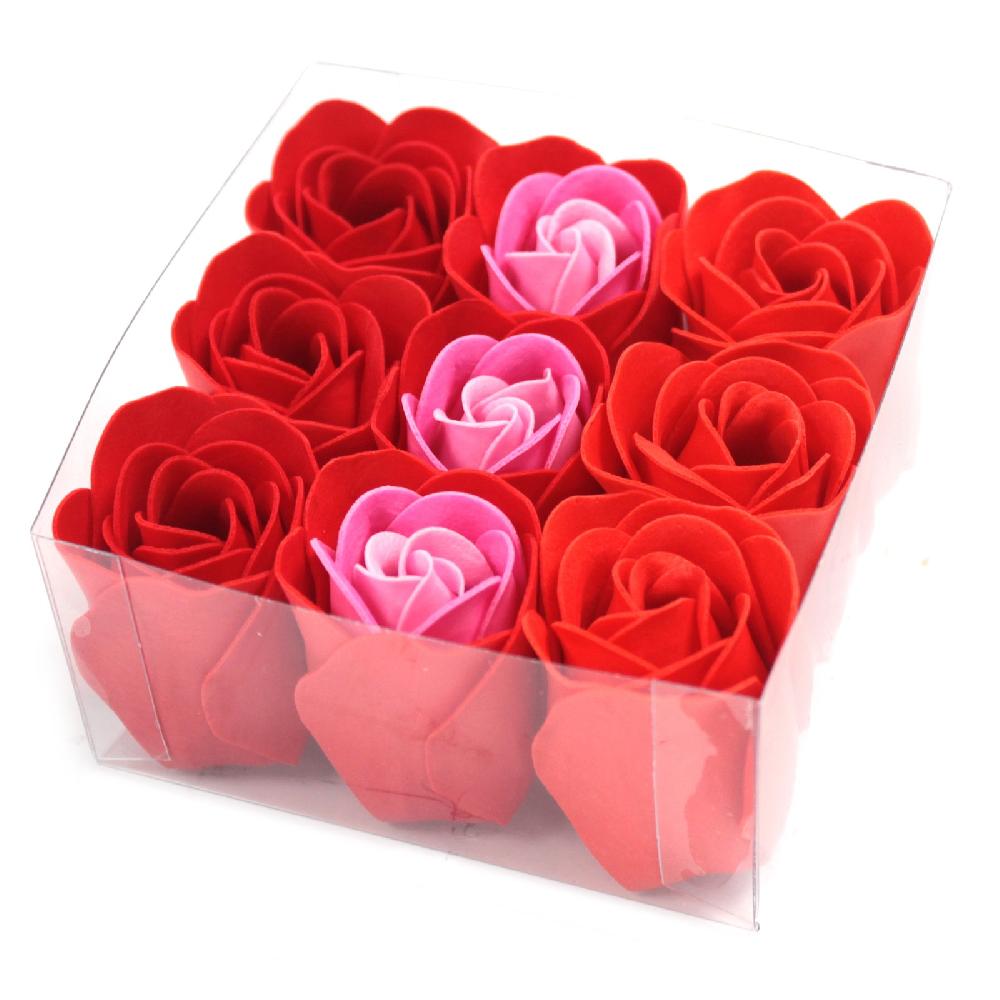 Ancient Wisdom 3x Set Of 9 Soap Flowers - Red Roses