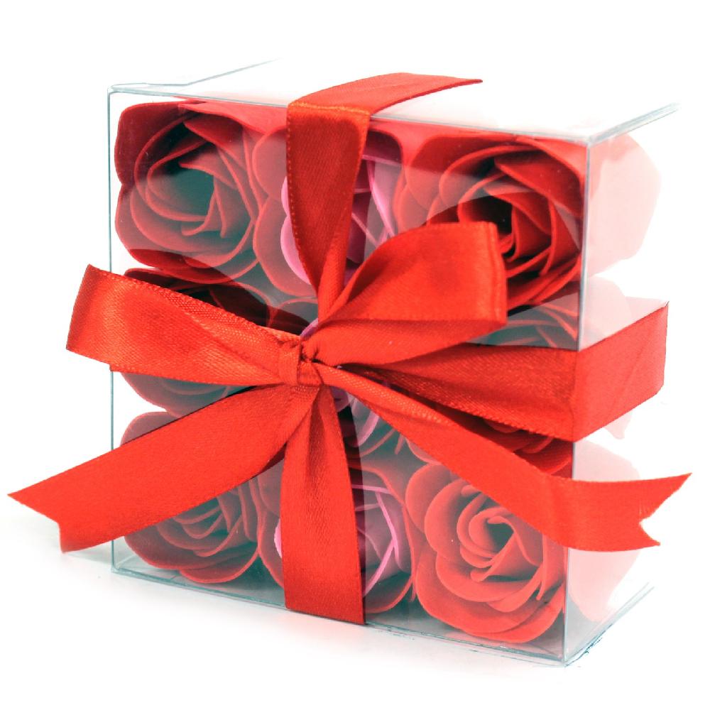 ancient wisdom 3x Set of 9 Soap Flowers - Red Roses