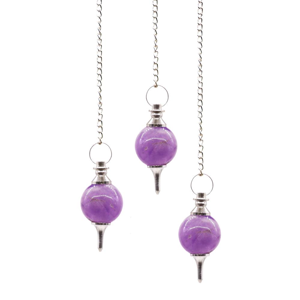 ancient wisdom 3x Sphere Pendulums - Amethyst