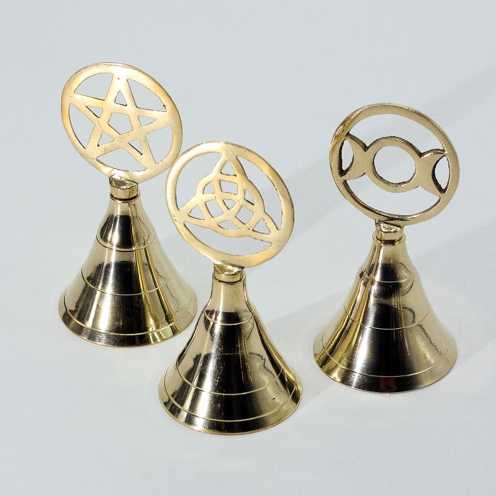 Ancient Wisdom 4x Altar Brass Bell - Pentagram