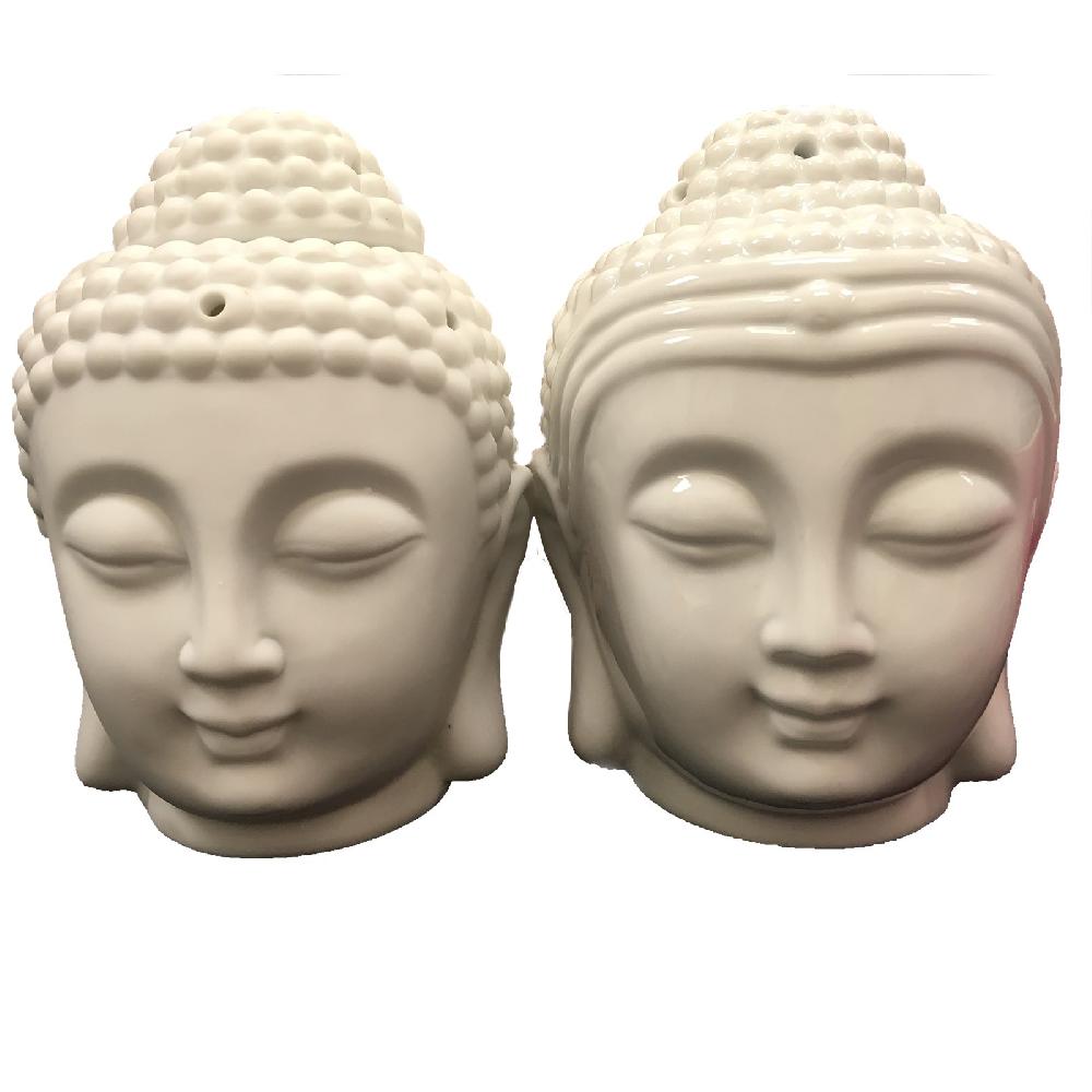 Ancient Wisdom 4x Buddah Head Oil Burner - White