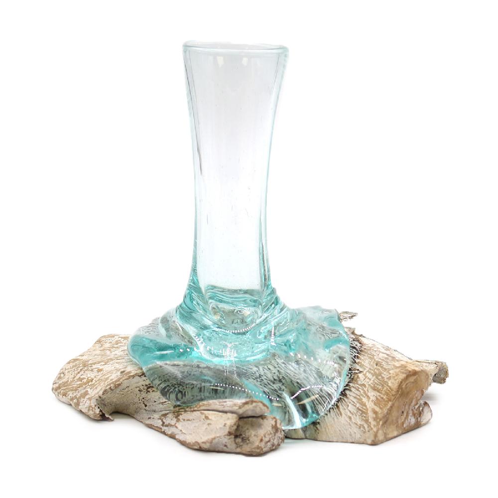 Ancient Wisdom 4x Glass On Whitewash Wood - Vase - Sm