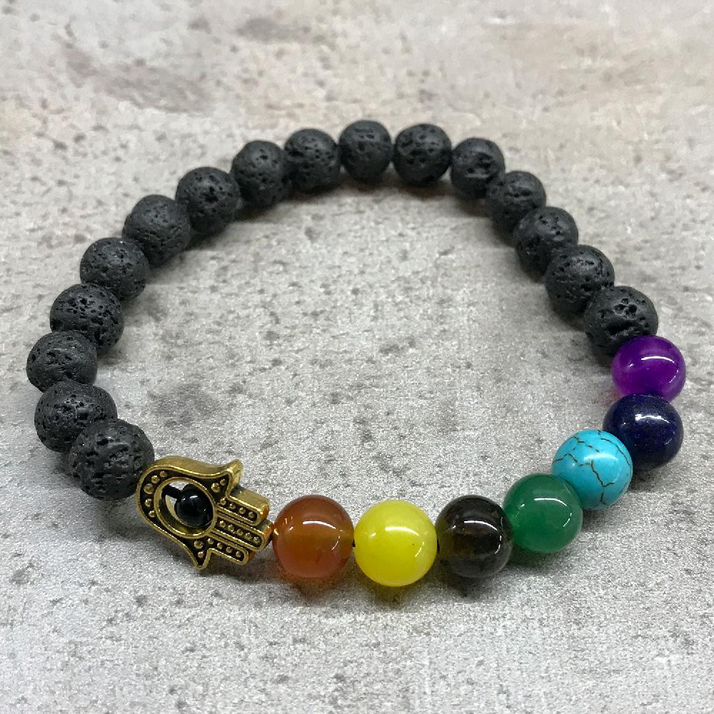 Ancient Wisdom 4x Lava Stone Bracelet - Hamsa Chakra