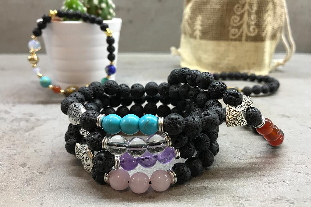 Ancient Wisdom 4x Lava Stone Bracelet - Hamsa Chakra