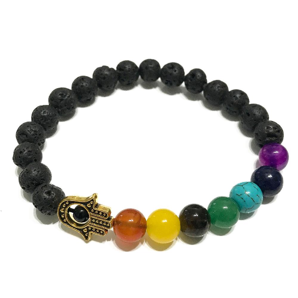 ancient wisdom 4x Lava Stone Bracelet - Hamsa Chakra