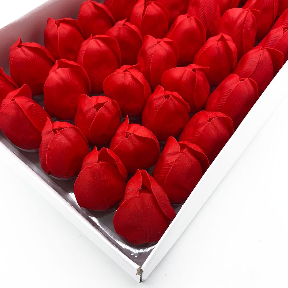 Ancient Wisdom 50x Craft Soap Flower - Med Tulip - Red