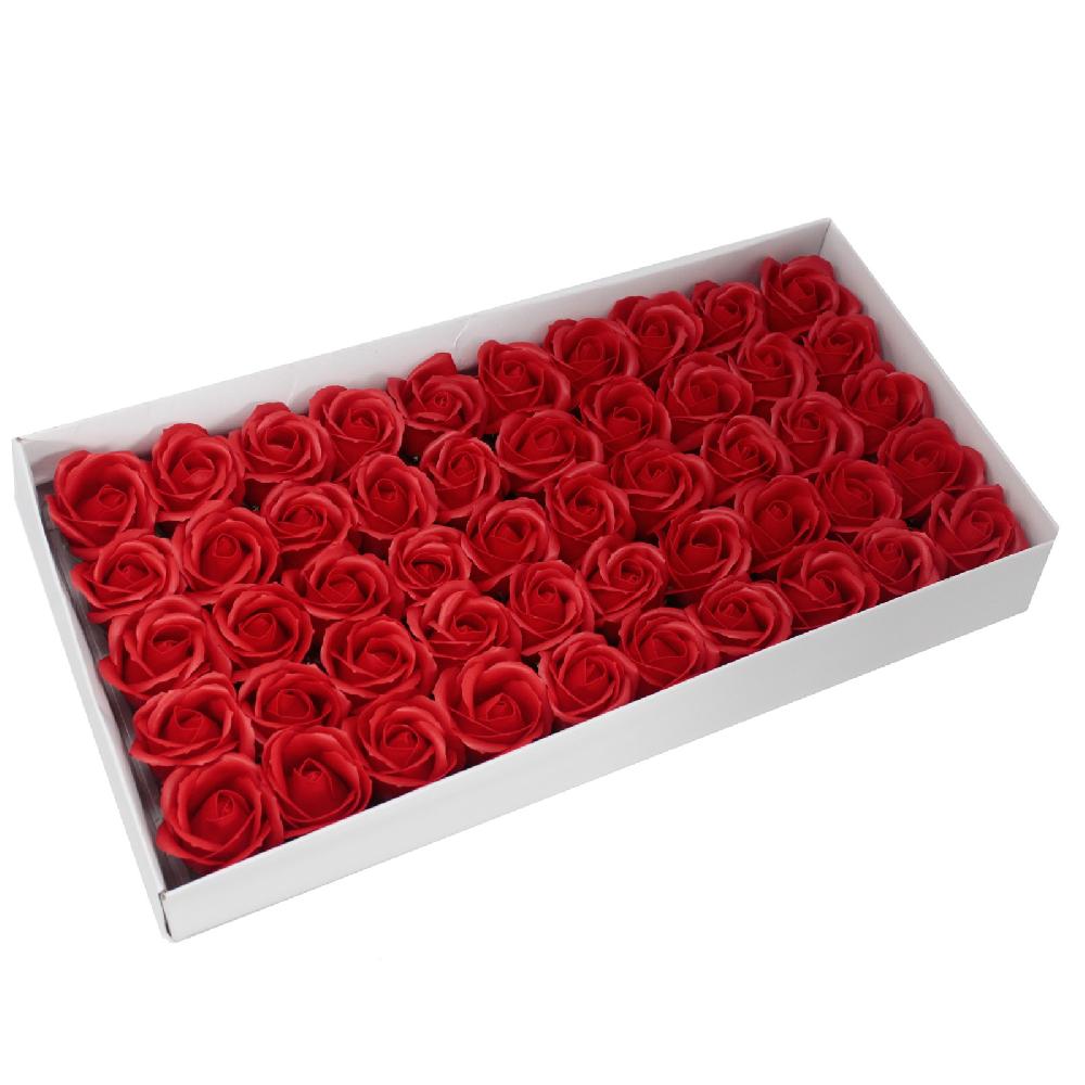 ancient wisdom 50x Craft Soap Flowers - Med Rose - Red