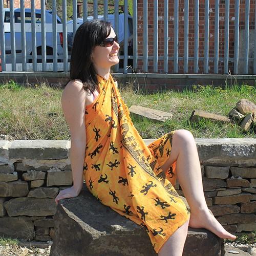 Ancient Wisdom 5x Bali Gecko Sarongs - Yellow