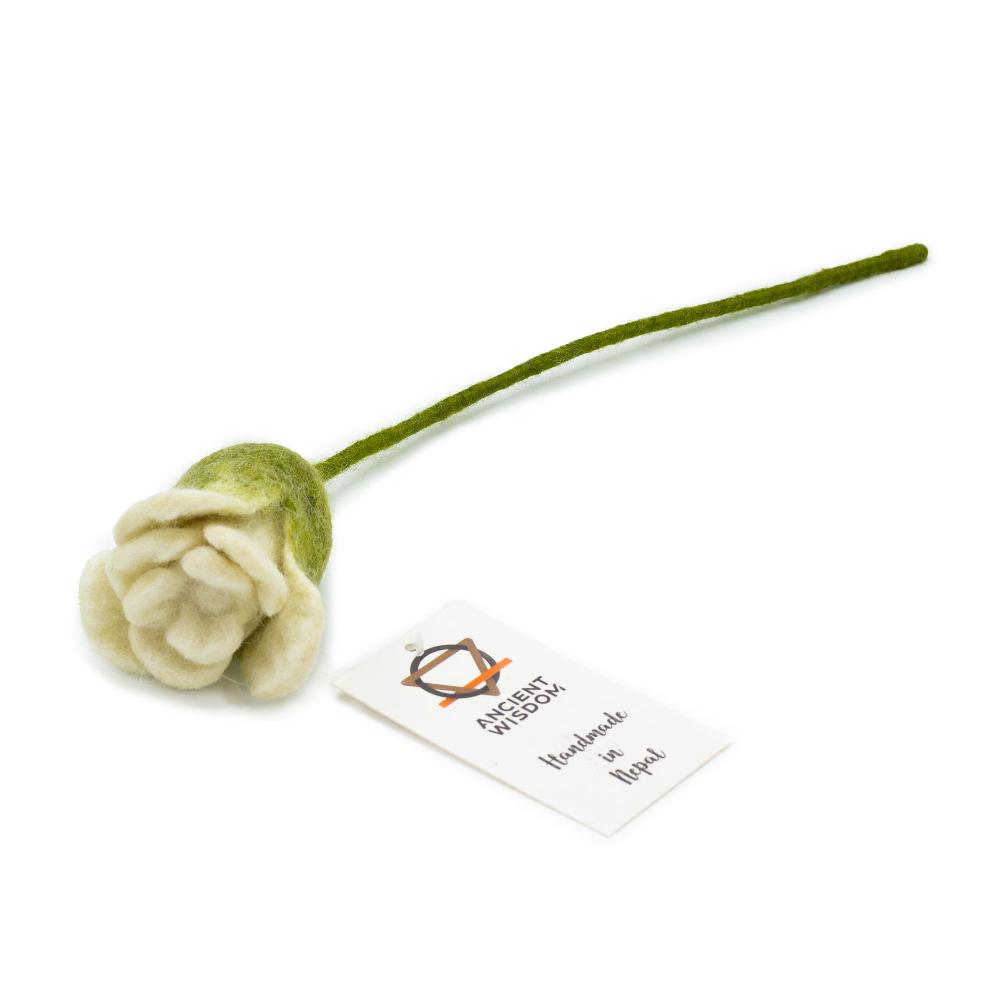 Ancient Wisdom 6x Felt Flowers - White Roses