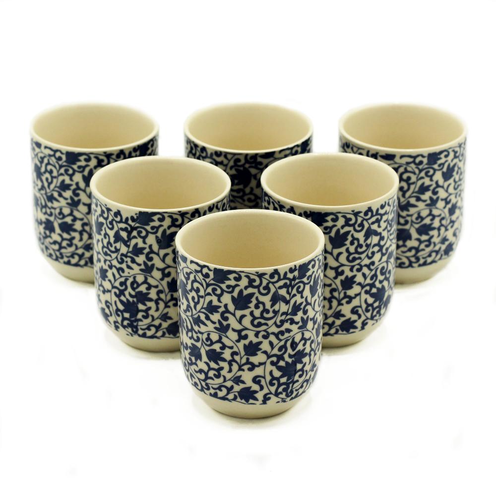 ancient wisdom 6x Herbal Tea Cup - Blue Pattern