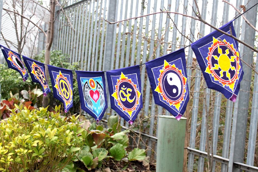 Ancient Wisdom 7 Flags Banner - Love In The Center