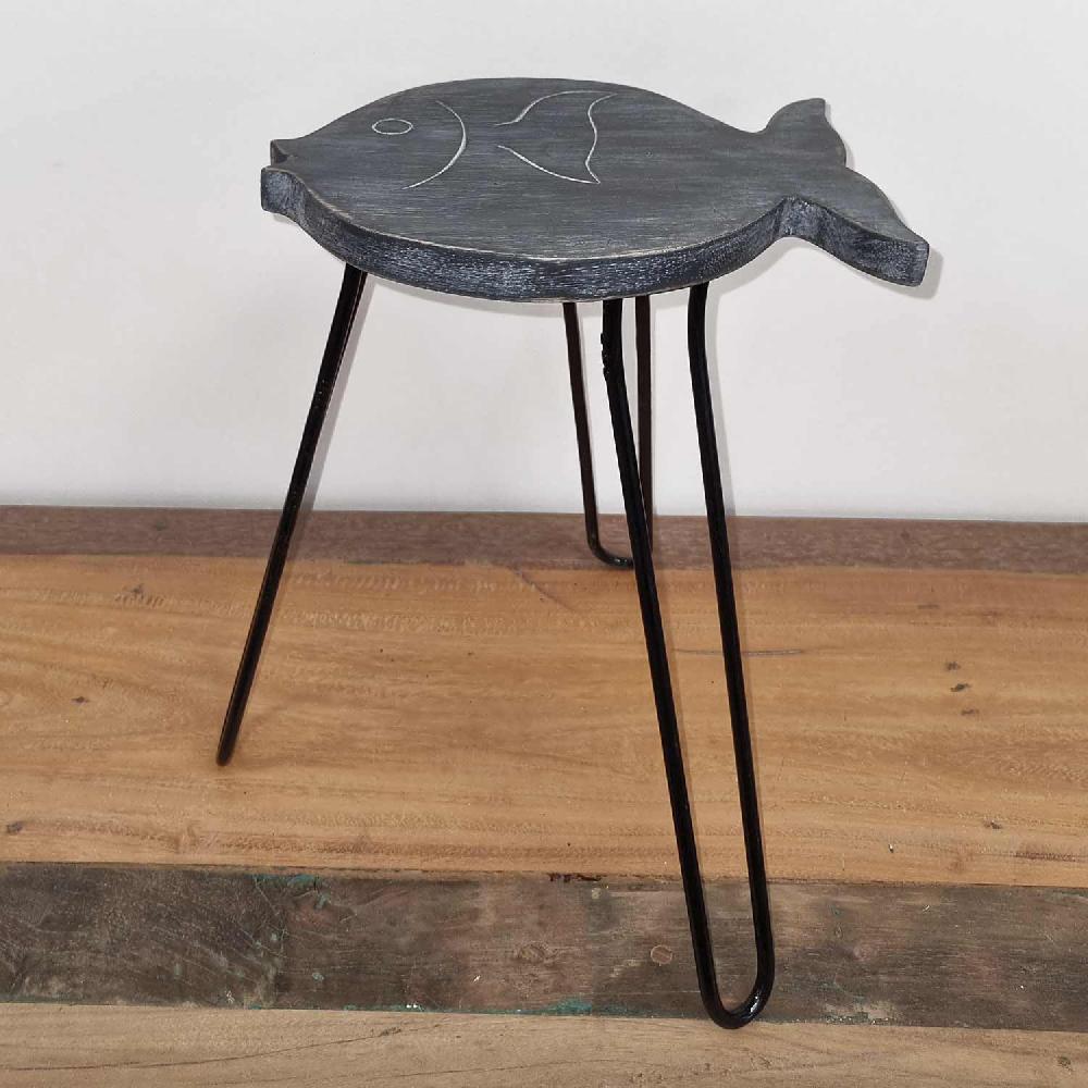 Ancient Wisdom Albasia Wood Fish Stand - Greywash