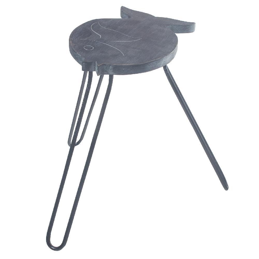 ancient wisdom Albasia Wood Fish Stand - Greywash