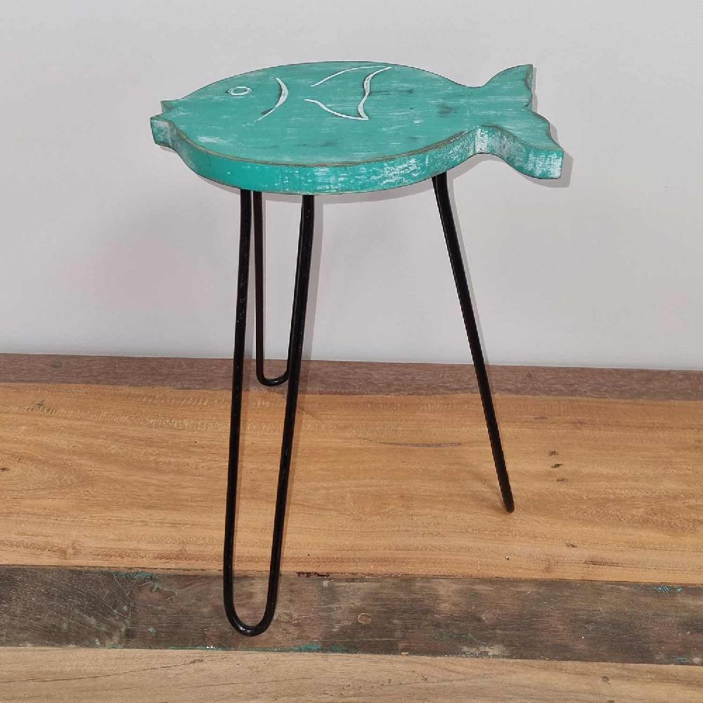 Ancient Wisdom Albasia Wood Fish Stand - Turquoise