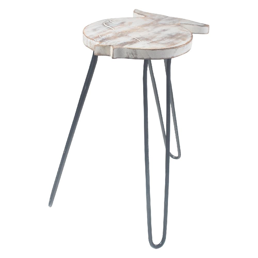 ancient wisdom Albasia Wood Fish Stand - Whitewash