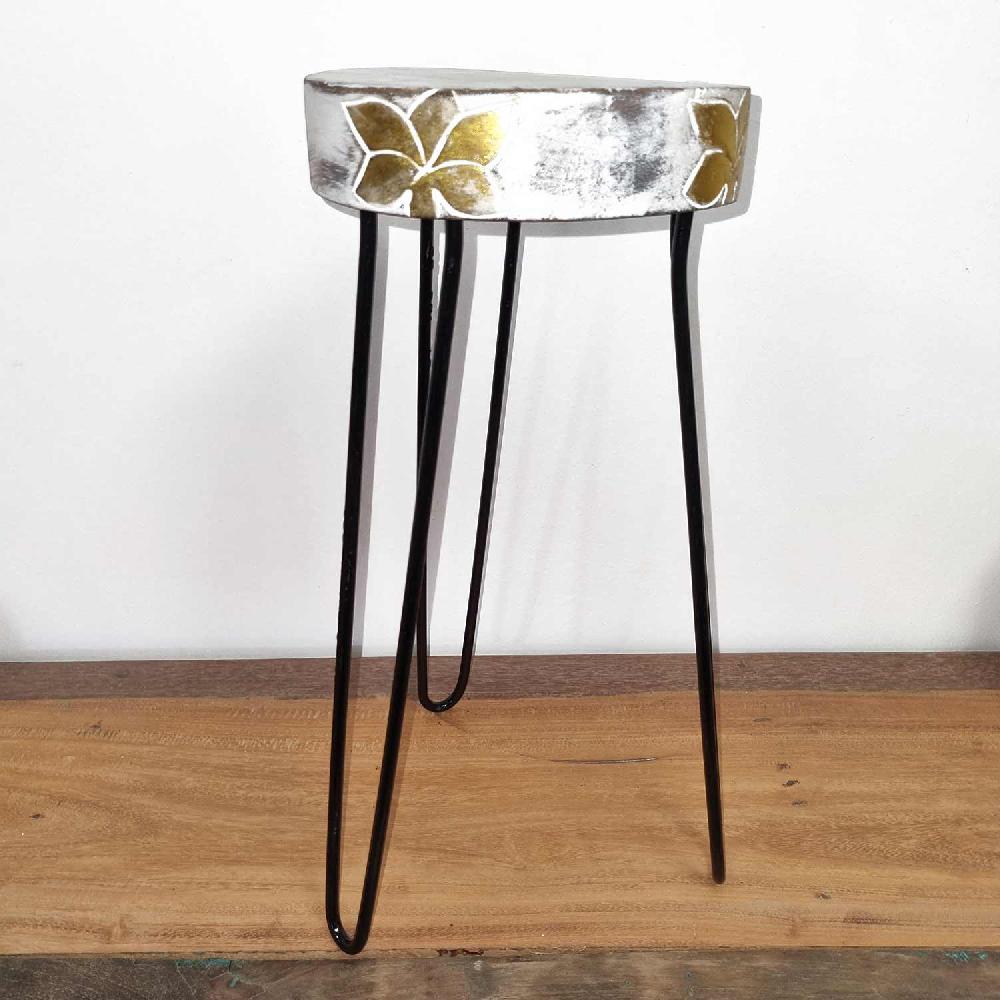 Ancient Wisdom Albasia Wood Plant Stand - Whitewash