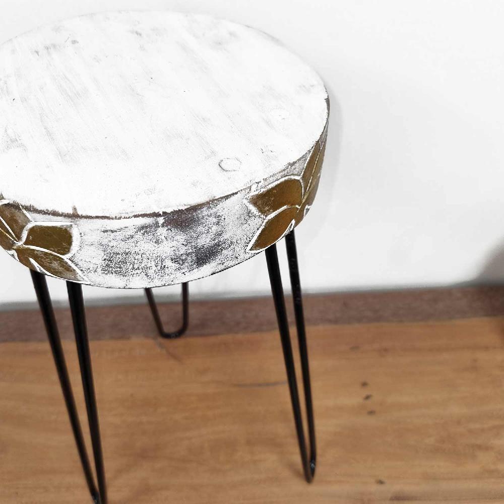 ancient wisdom Albasia Wood Plant Stand - Whitewash