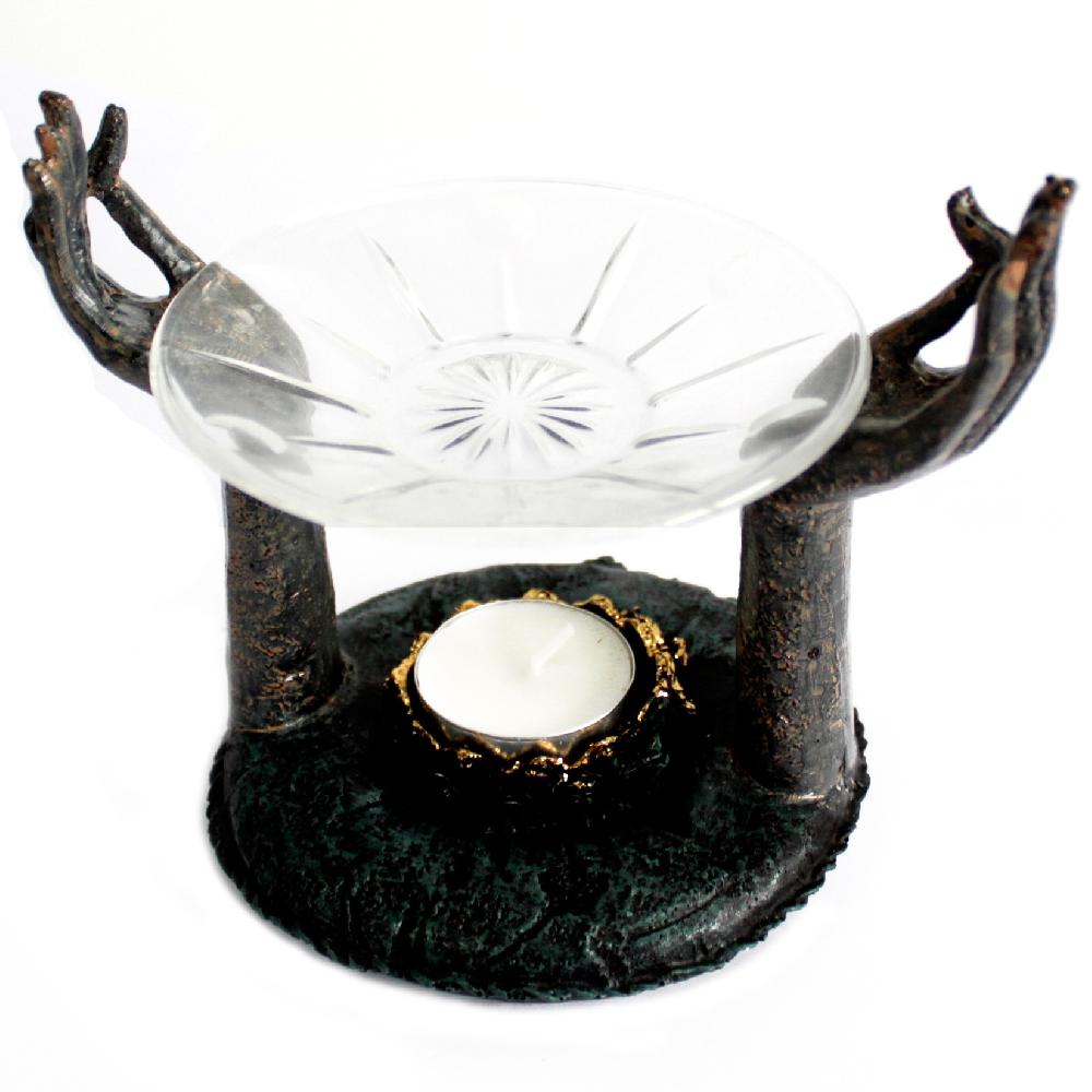 ancient wisdom Antique Buddha - Om Hands Oil Burner