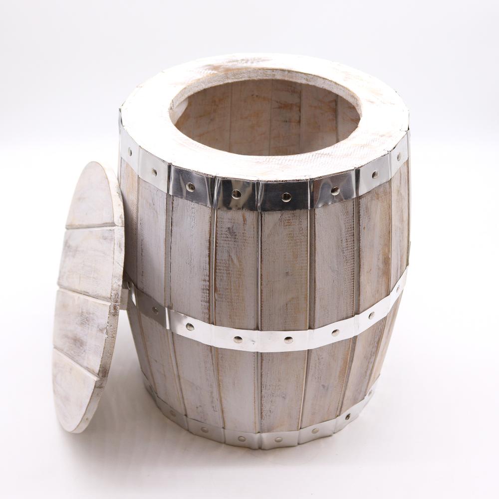 Ancient Wisdom Beer Barrel Stool - Whitewash 38x32cm