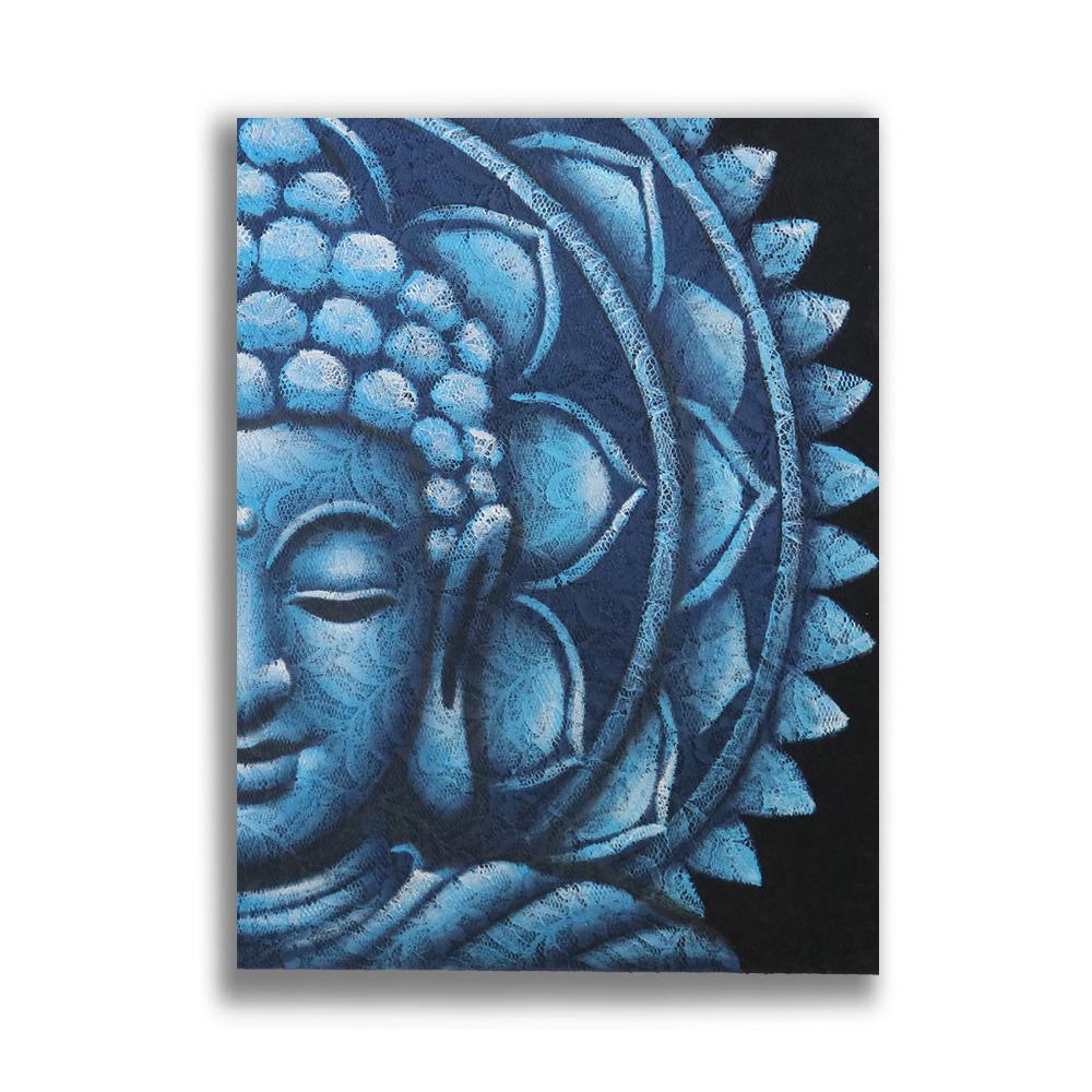 ancient wisdom Blue Half Buddha Mandala 60x80cm