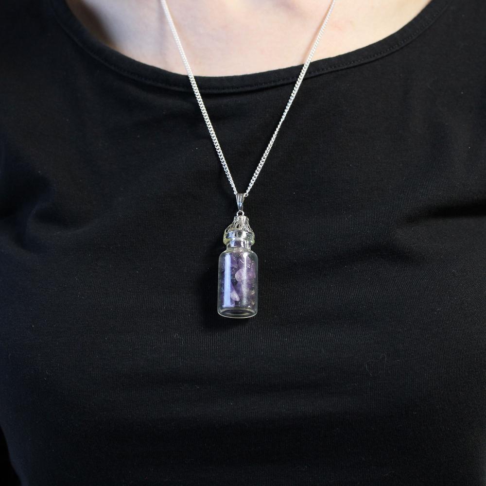 Ancient Wisdom Bottled Gemstones Necklace - Amethyst