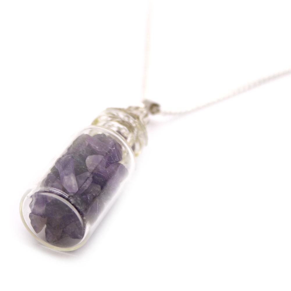 Ancient Wisdom Bottled Gemstones Necklace - Amethyst