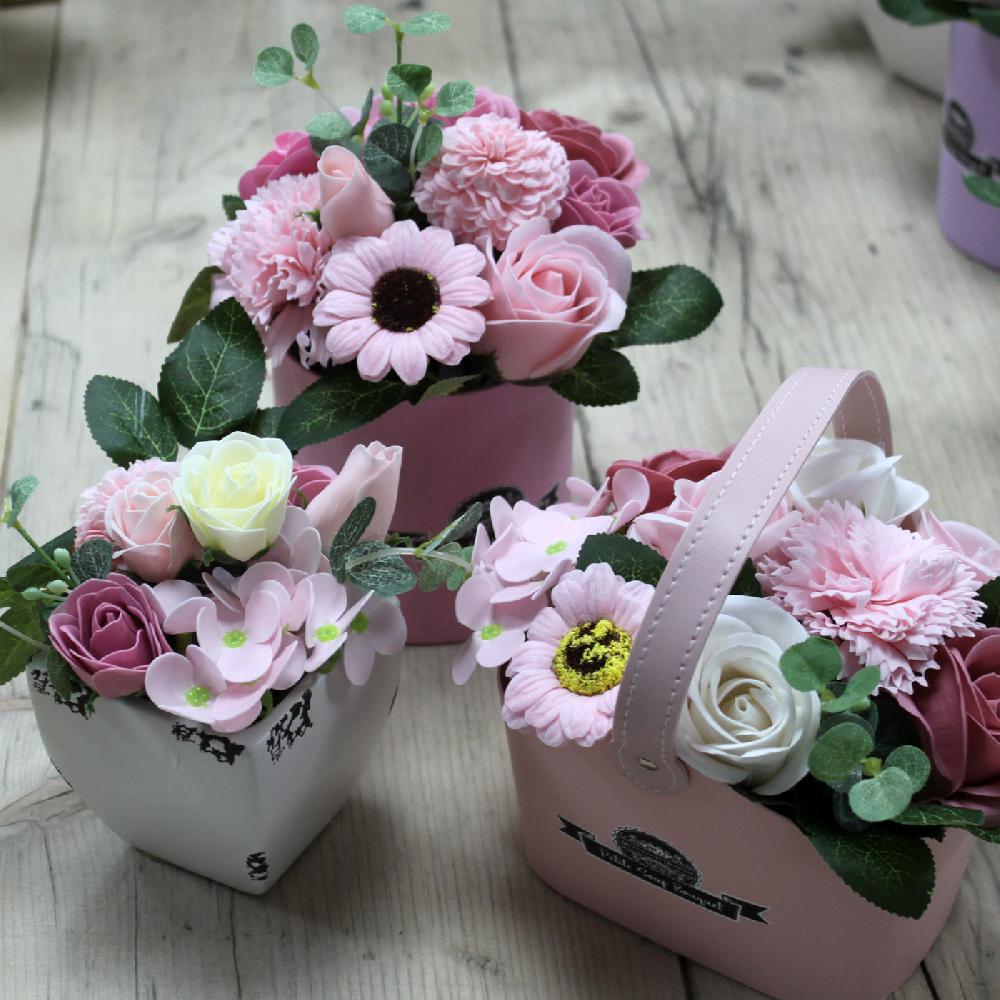 Ancient Wisdom Bouquet Petite Basket - Peaceful Pink
