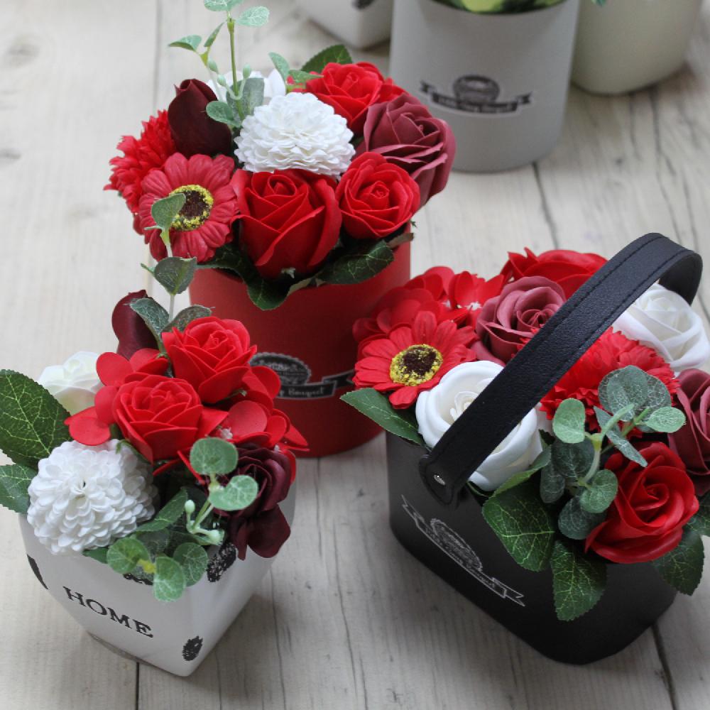 Ancient Wisdom Bouquet Petite Basket - Rich Reds