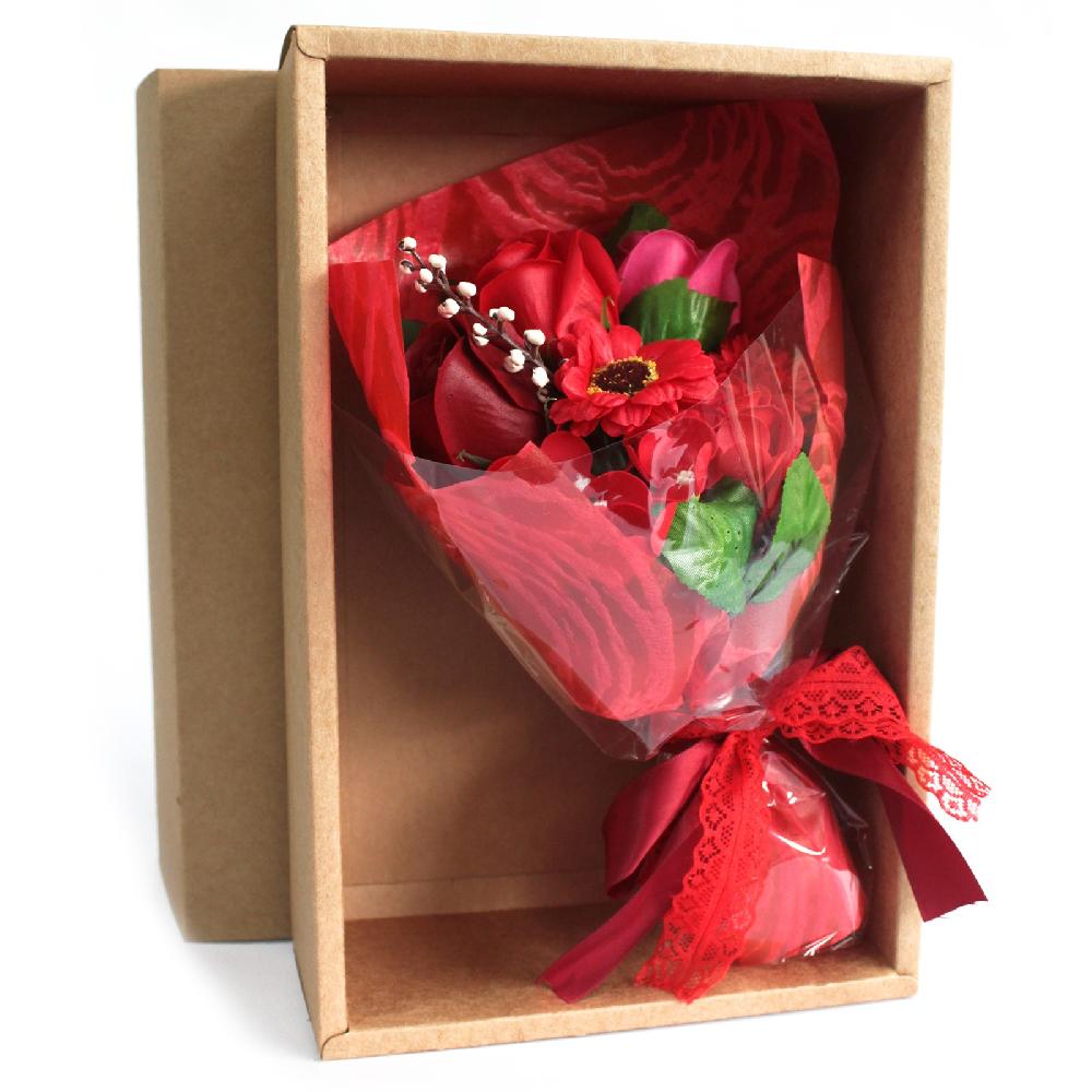ancient wisdom Boxed Hand Soap Flower Bouquet- Red