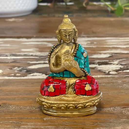 Ancient Wisdom Brass Buddha Figure - Hands Up - 7.5 Cm