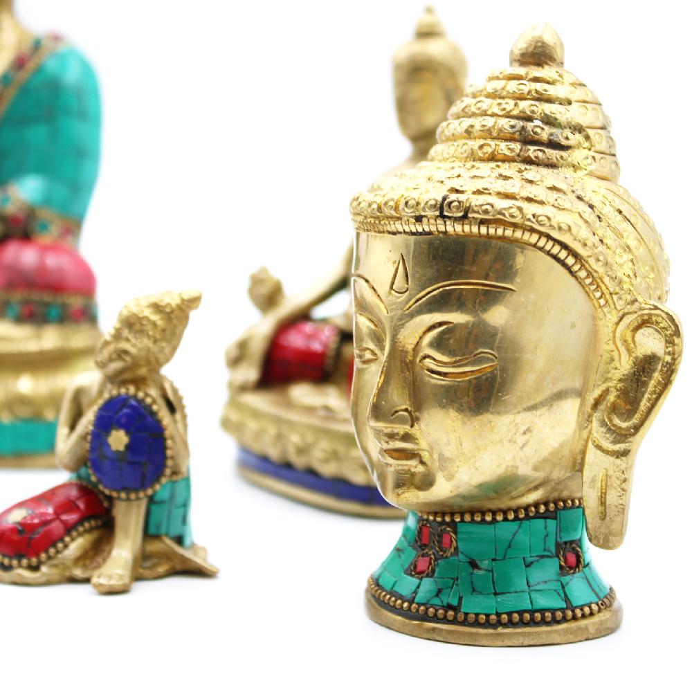 Ancient Wisdom Brass Buddha Figure - Med Head - 8 Cm