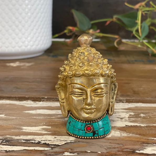 Ancient Wisdom Brass Buddha Figure - Med Head - 8 Cm