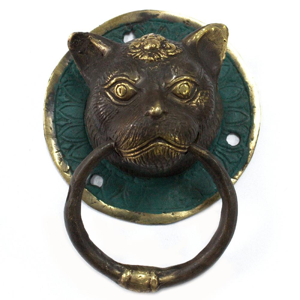 Ancient Wisdom Brass Door Knocker - Cats Head