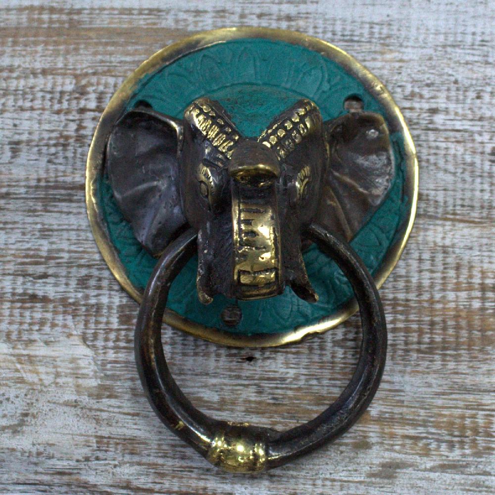 Ancient Wisdom Brass Door Knocker - Elephants Head