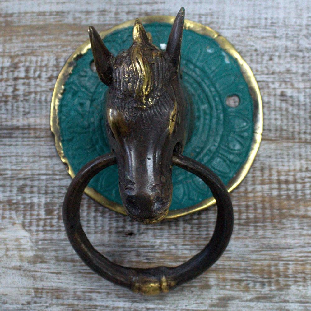 Ancient Wisdom Brass Door Knocker - Horses Head