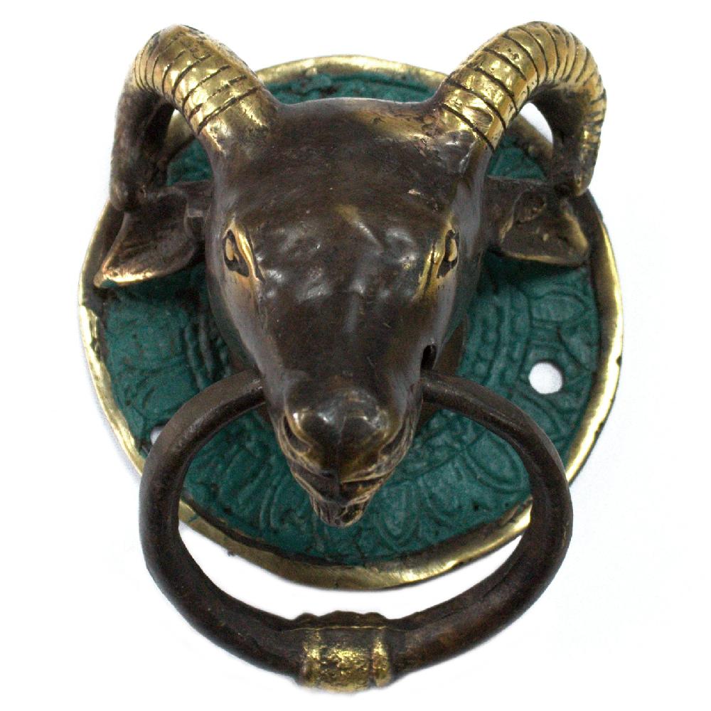 Ancient Wisdom Brass Door Knocker - Rams Head