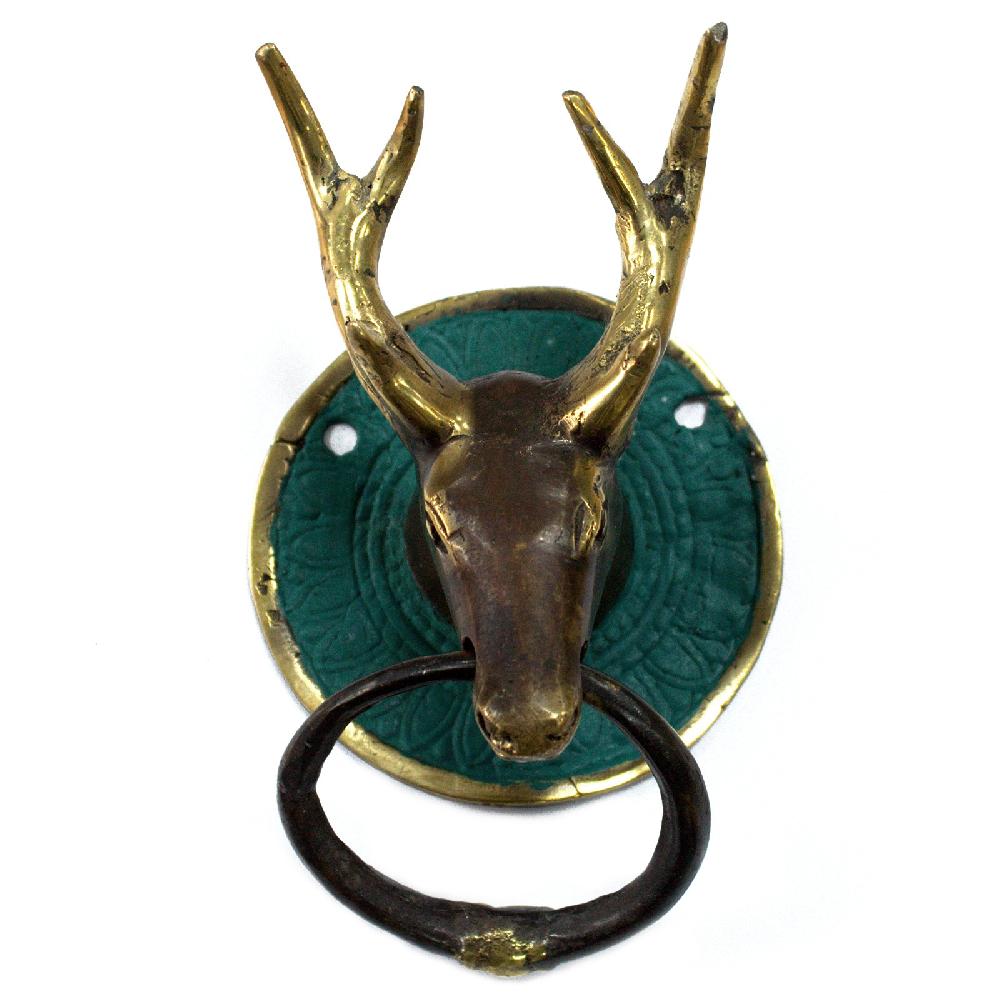 Ancient Wisdom Brass Door Knocker - Stags Head