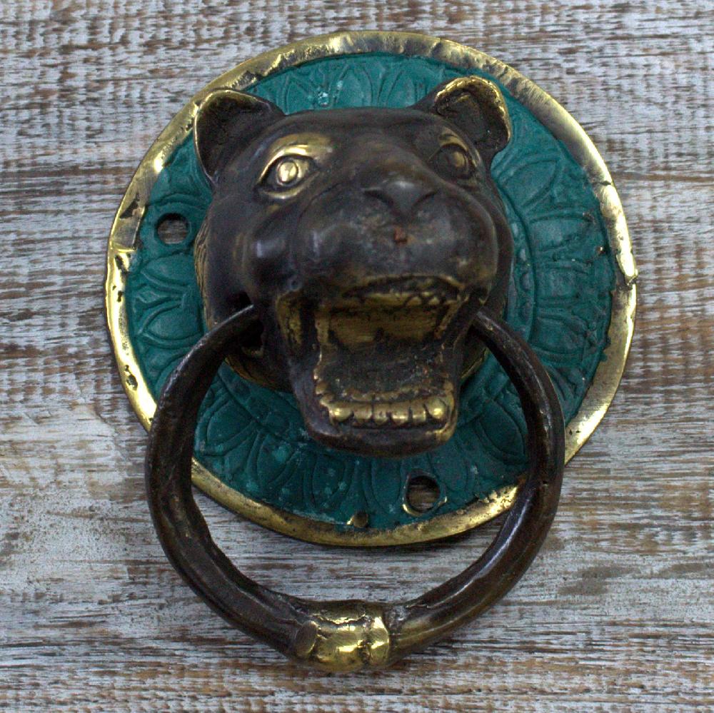 Ancient Wisdom Brass Door Knocker - Tiger Head