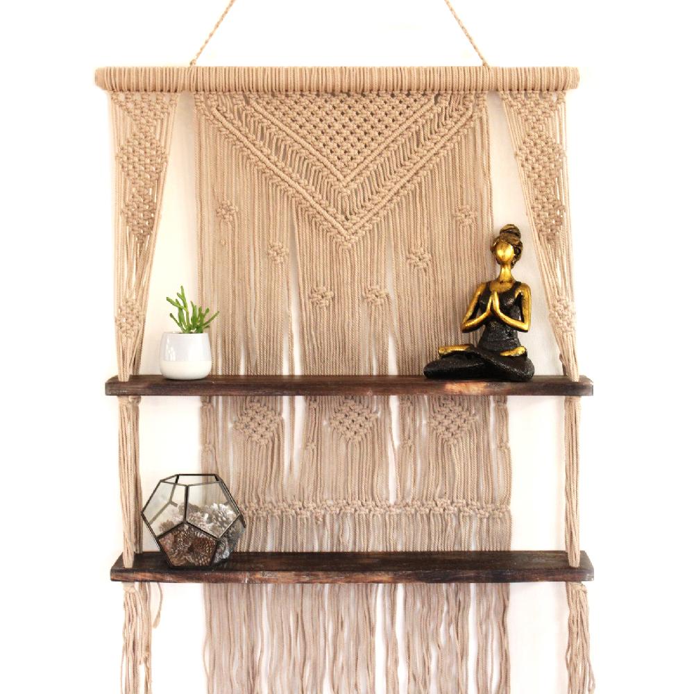 ancient wisdom Brown Macrame Hanging Shelves - Brown