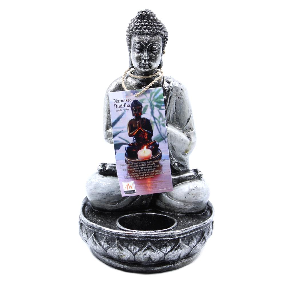 Ancient Wisdom Buddha Candle Holder - White - Medium