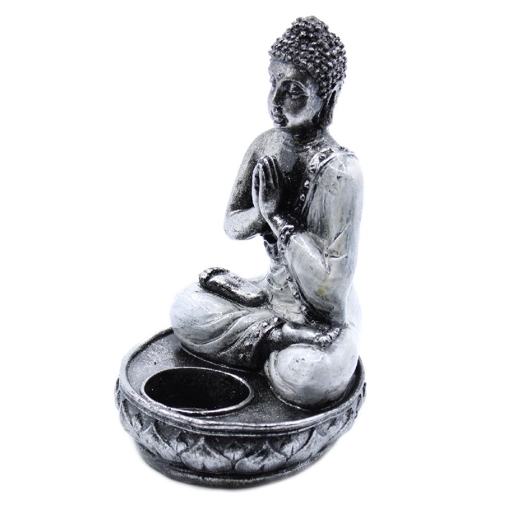 Ancient Wisdom Buddha Candle Holder - White - Medium