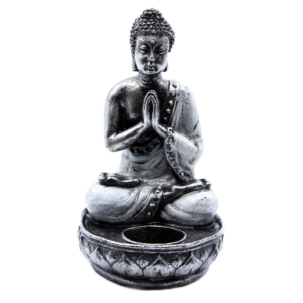 ancient wisdom Buddha Candle Holder - White - Medium